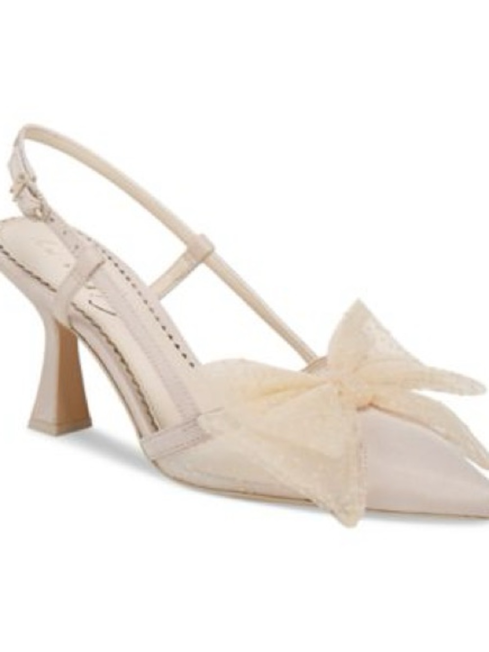 Circus by Sam Edelman Cream Pointed-Toe Slingback Heels with Bow